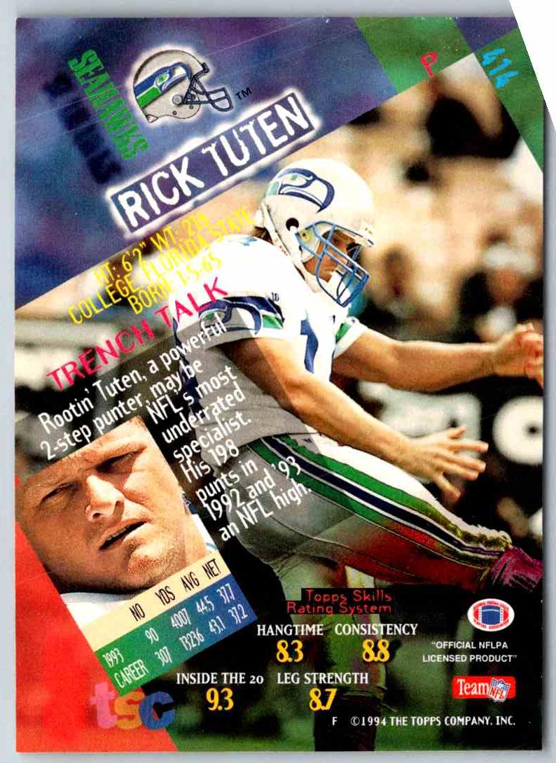 1994 Topps Stadium Club Football Rick Tuten