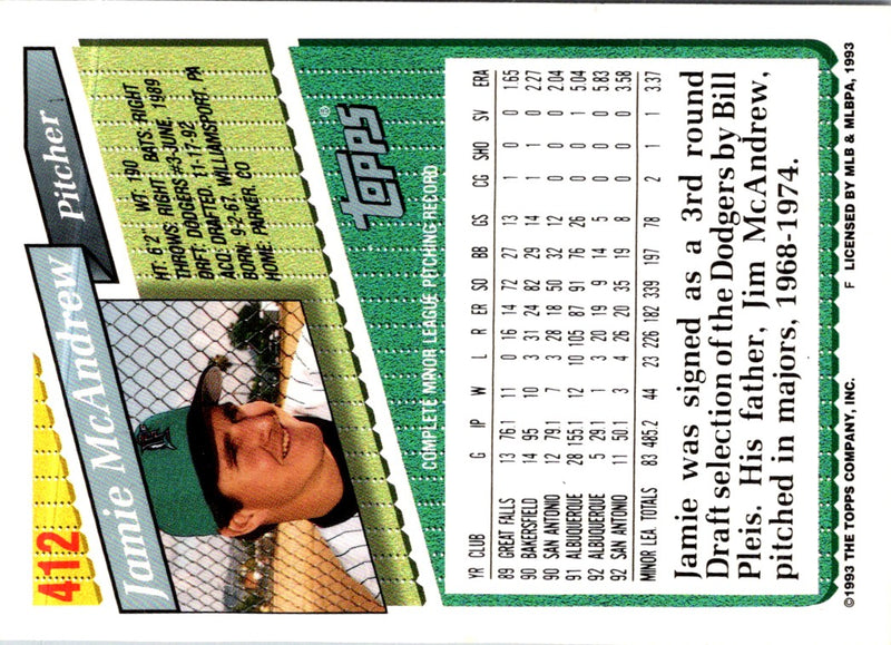 1993 Topps Gold Jamie McAndrew