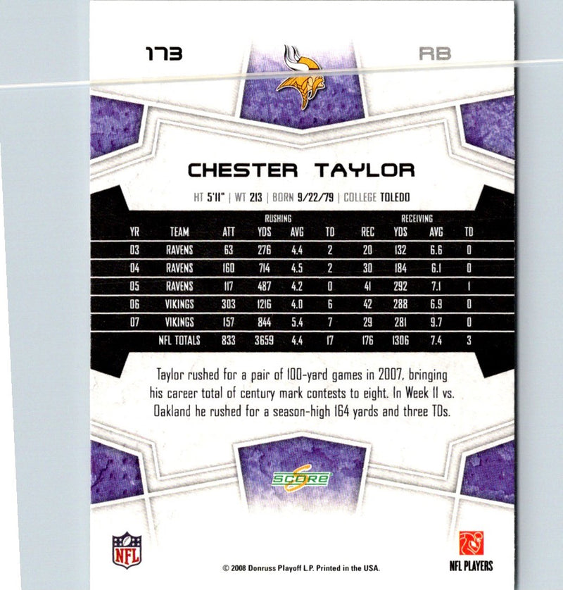 2008 Score Super Bowl XLIII Chester Taylor