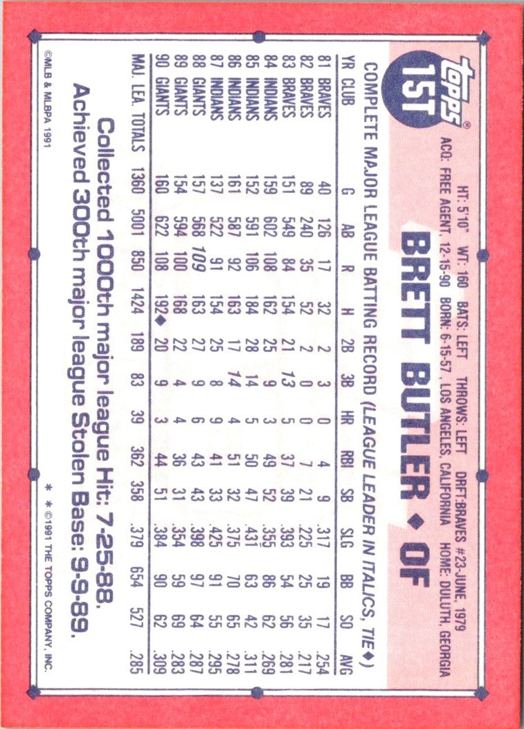 1991 Topps Traded Brett Butler