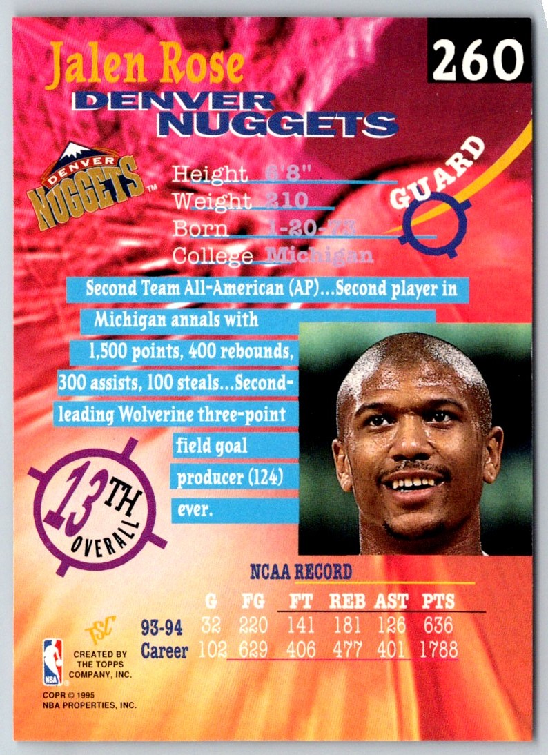 1994 Stadium Club 1st Day Issue Jalen Rose