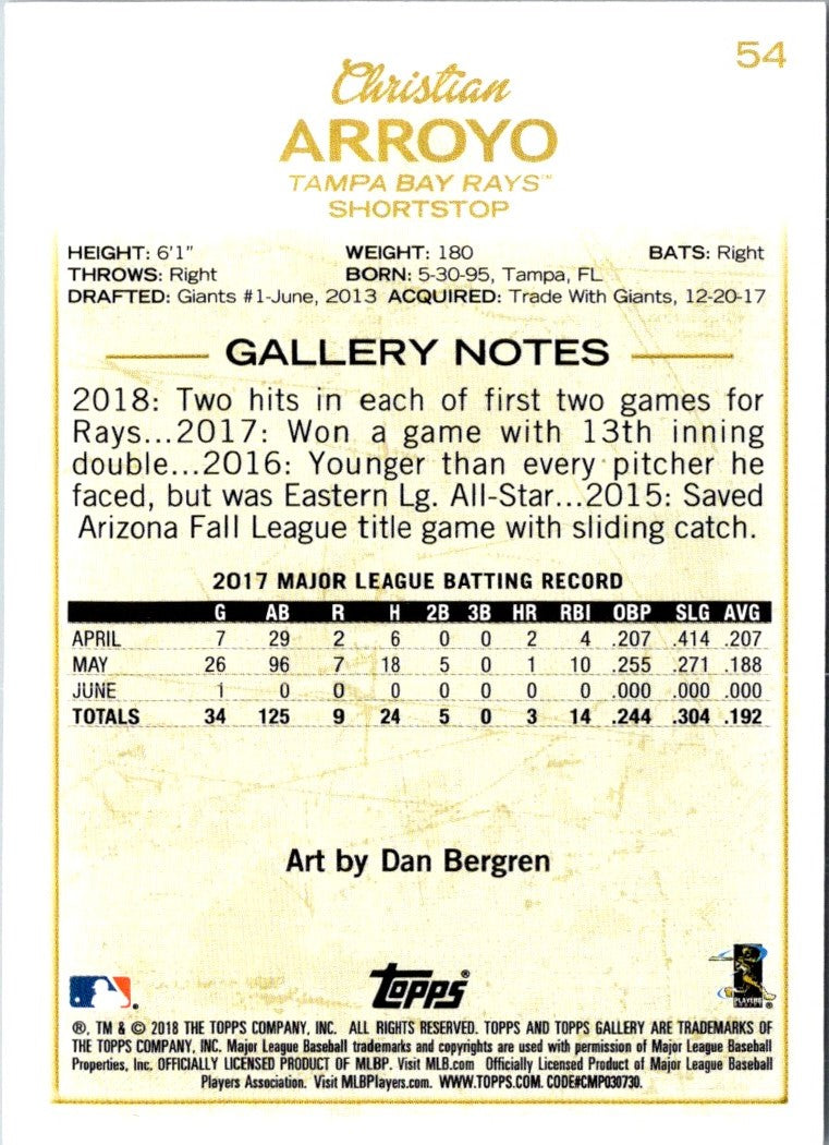2018 Topps Gallery Christian Arroyo