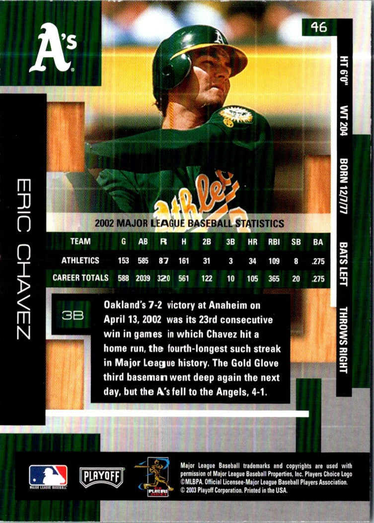2003 Playoff Absolute Memorabilia Eric Chavez