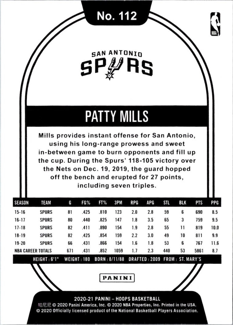 2020 Hoops Blue Patty Mills