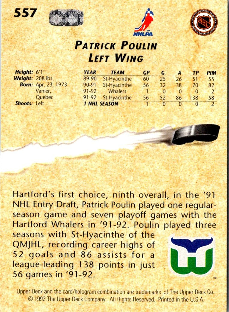 1992 Upper Deck Patrick Poulin