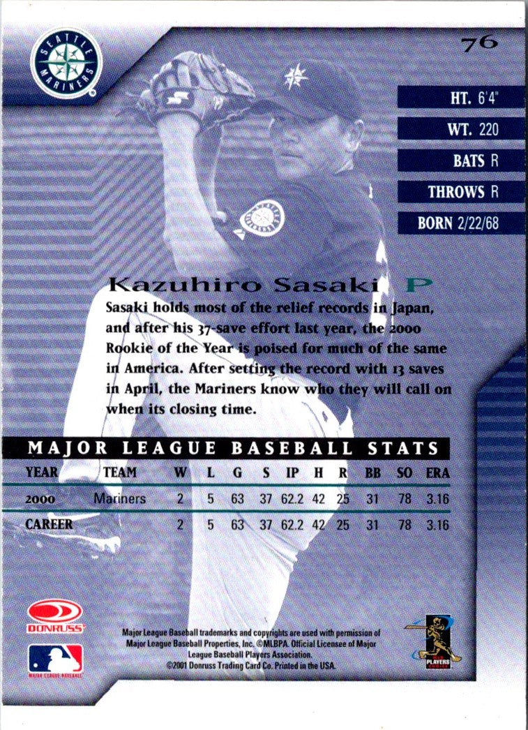 2001 Donruss Signature Kazuhiro Sasaki