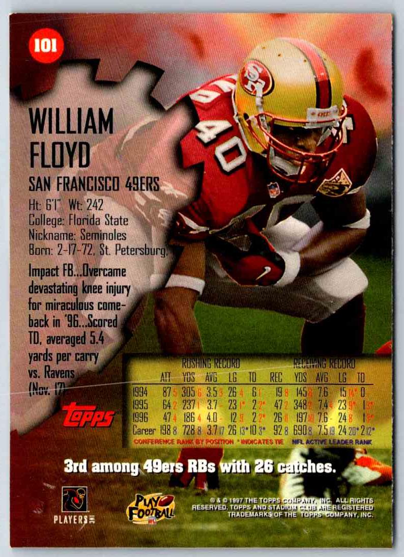 1997 Topps Stadium Club Football William Floyd