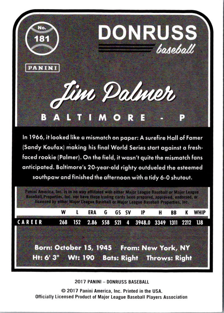 2017 Donruss Jim Palmer