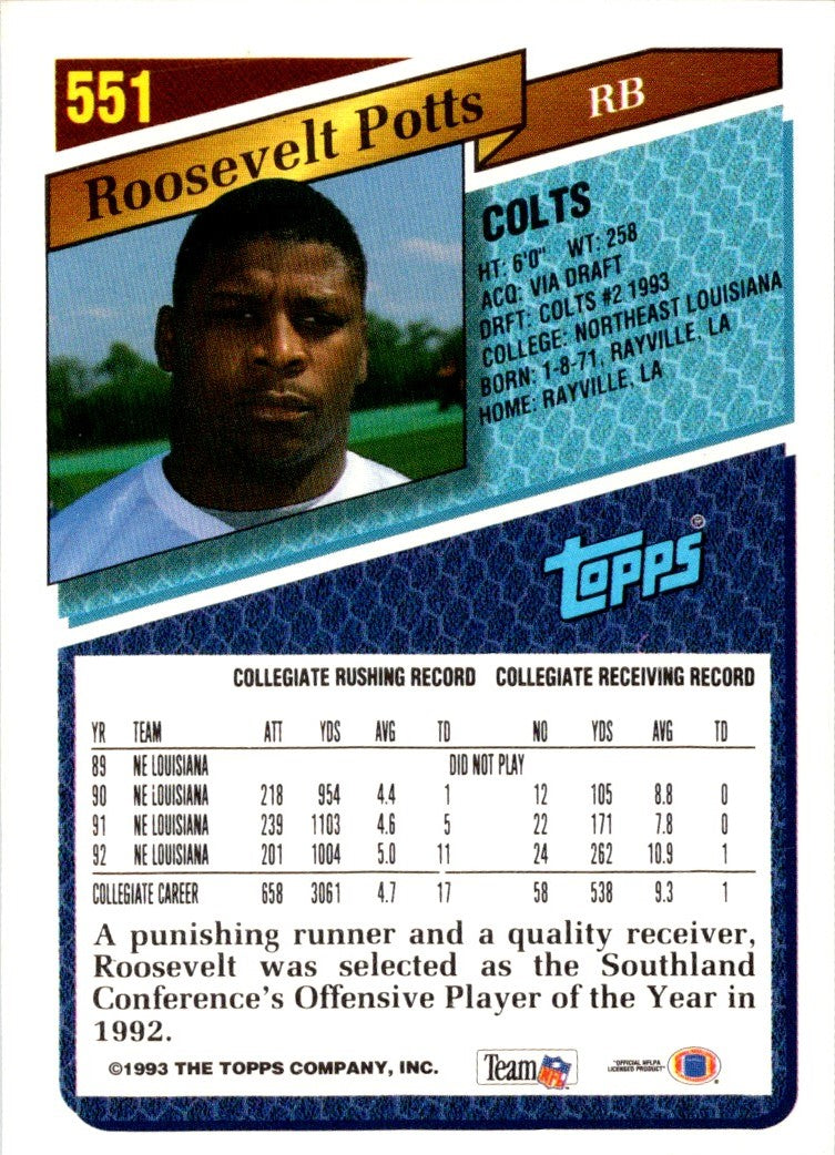 1993 Topps Gold Roosevelt Potts