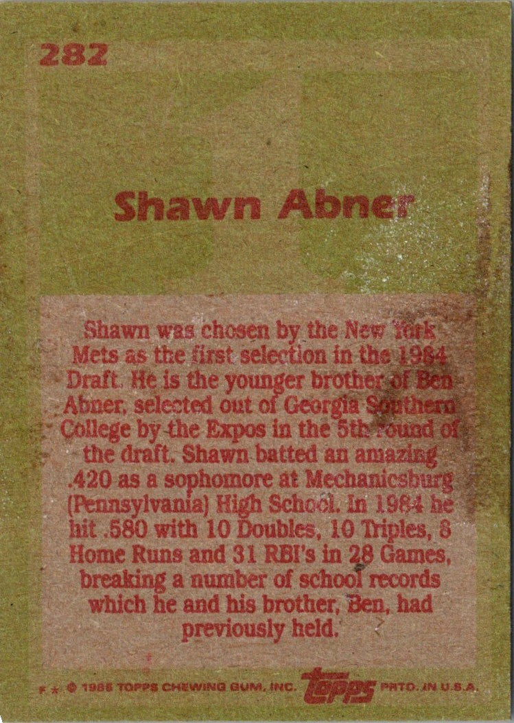 1985 Topps Shawn Abner