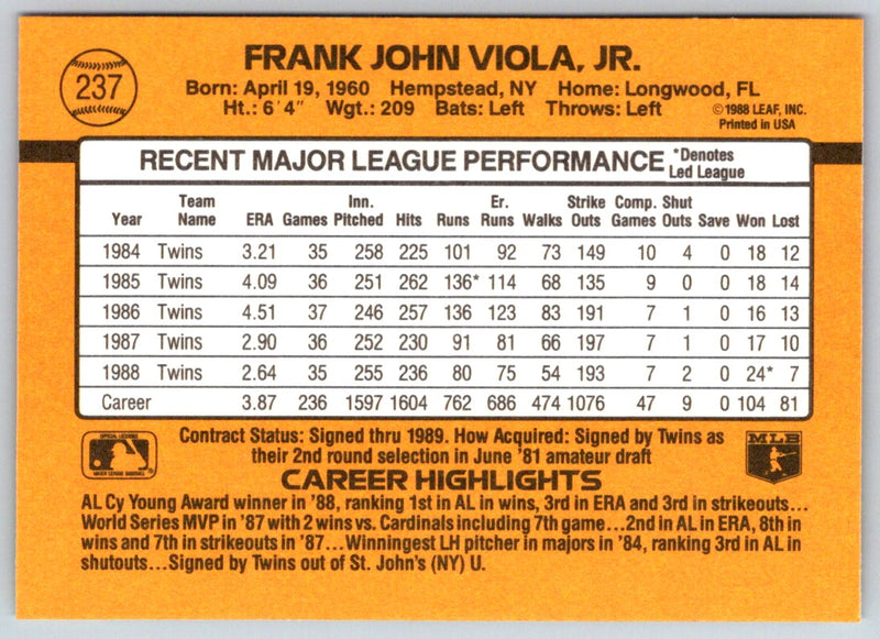 1989 Donruss Frank Viola