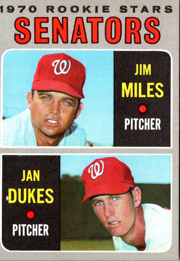 1970 Topps Senators Rookies - Jim Miles/Jan Dukes #154 EX