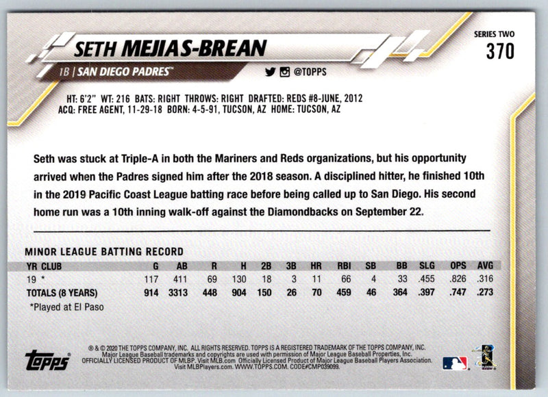 2020 Topps Seth Mejias-Brean