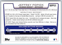 2012 Bowman Jeffrey Popick #BDPP121