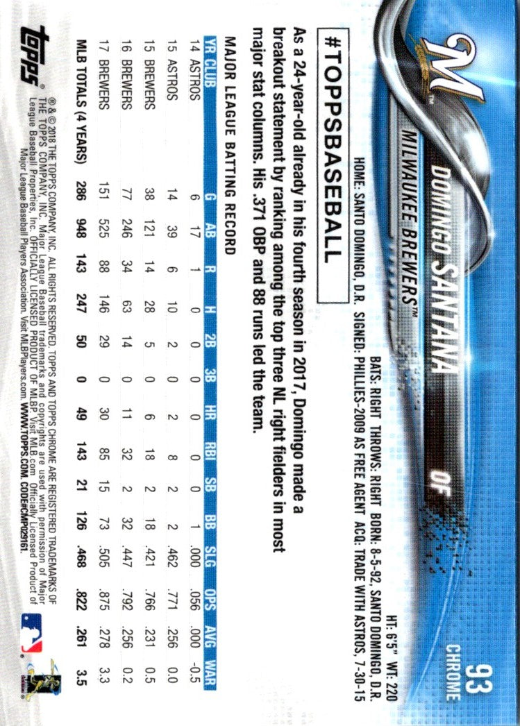 2018 Topps Chrome Domingo Santana