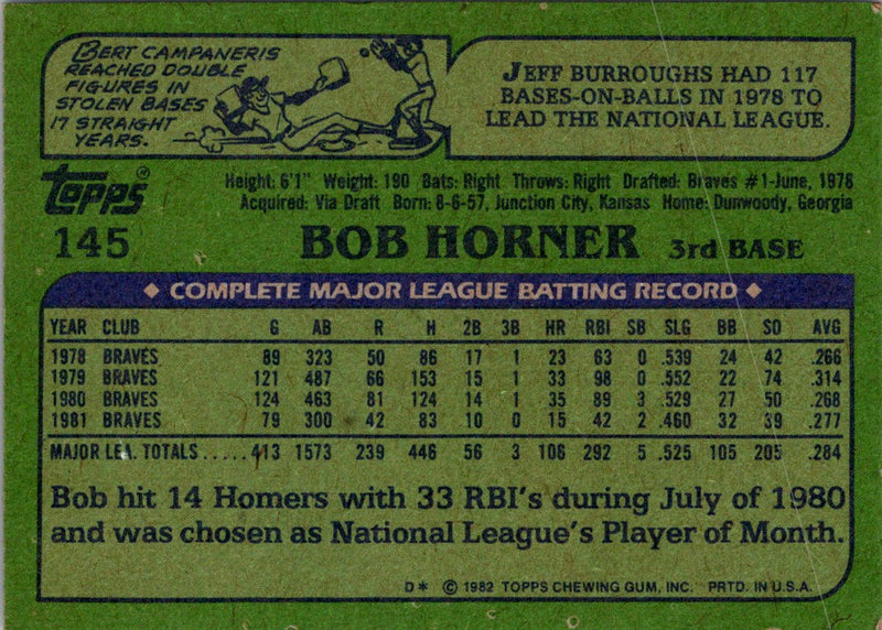 1982 Topps Bob Horner