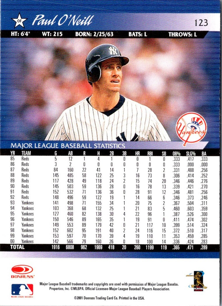 2001 Donruss Paul O'Neill