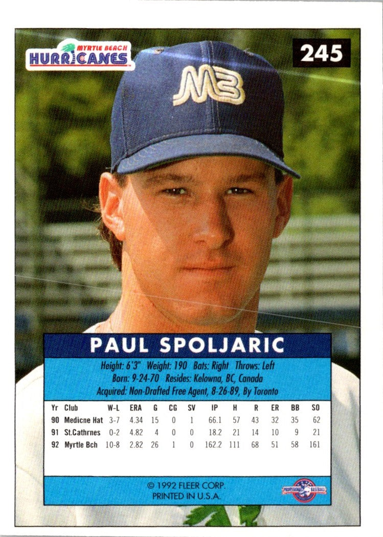 1992 Fleer Excel Paul Spoljaric