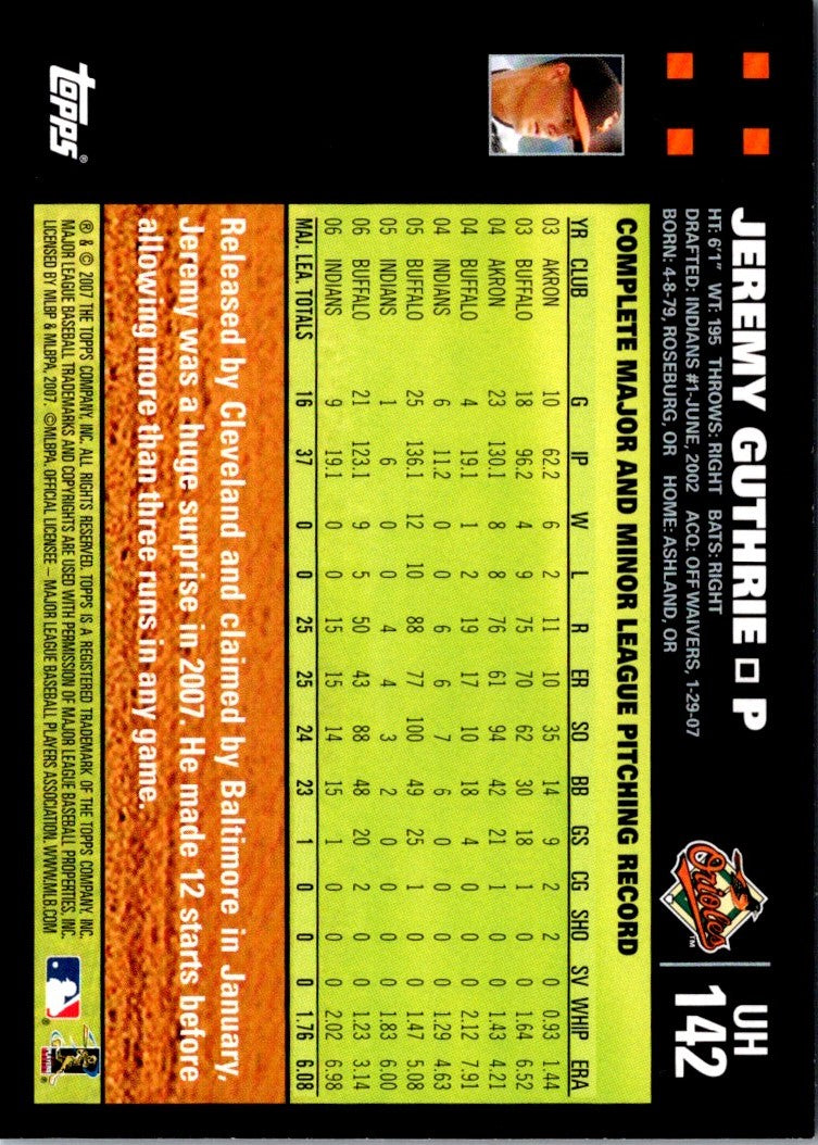 2007 Topps Updates & Highlights Jeremy Guthrie