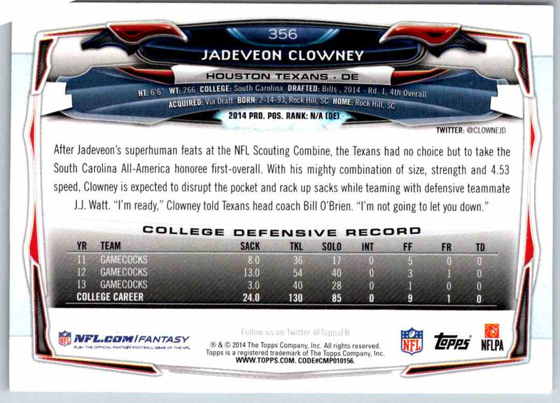 2014 Topps Jadeveon Clowney