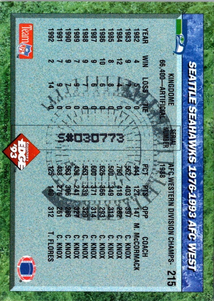 1993 Collector's Edge Seattle Seahawks