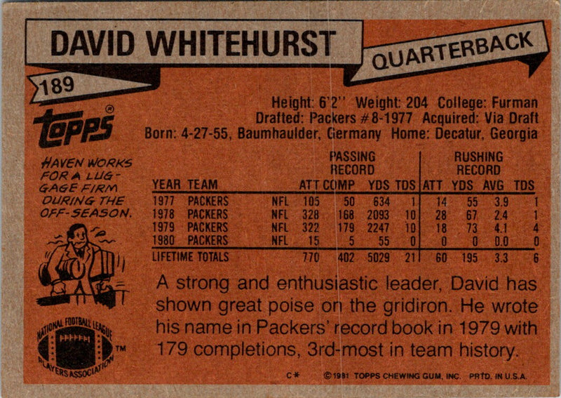 1981 Topps David Whitehurst