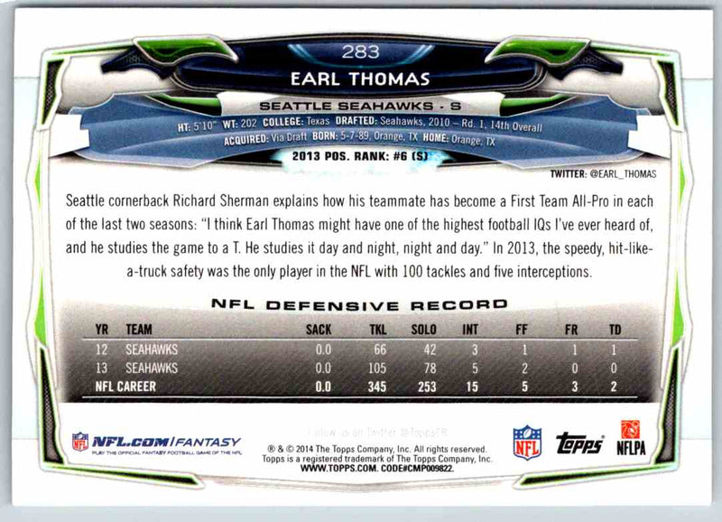 2014 Topps Earl Thomas