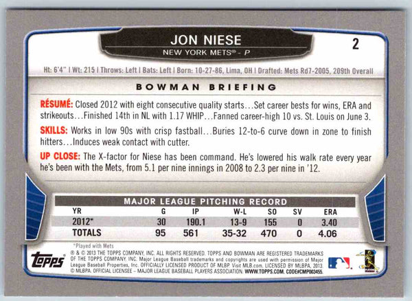 2013 Bowman Jon Niese #2