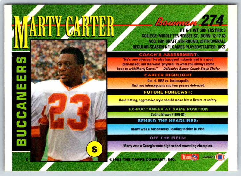 1993 Bowman Football Marty Carter