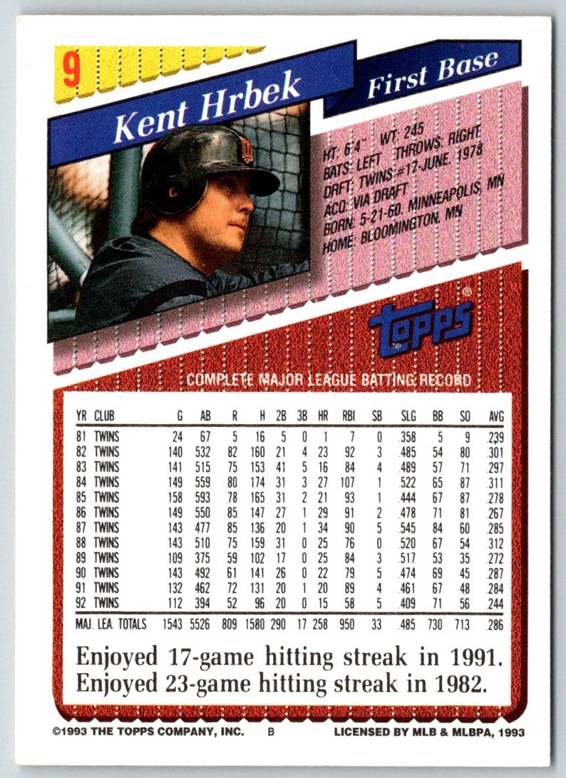 1993 Topps Gold Kent Hrbek