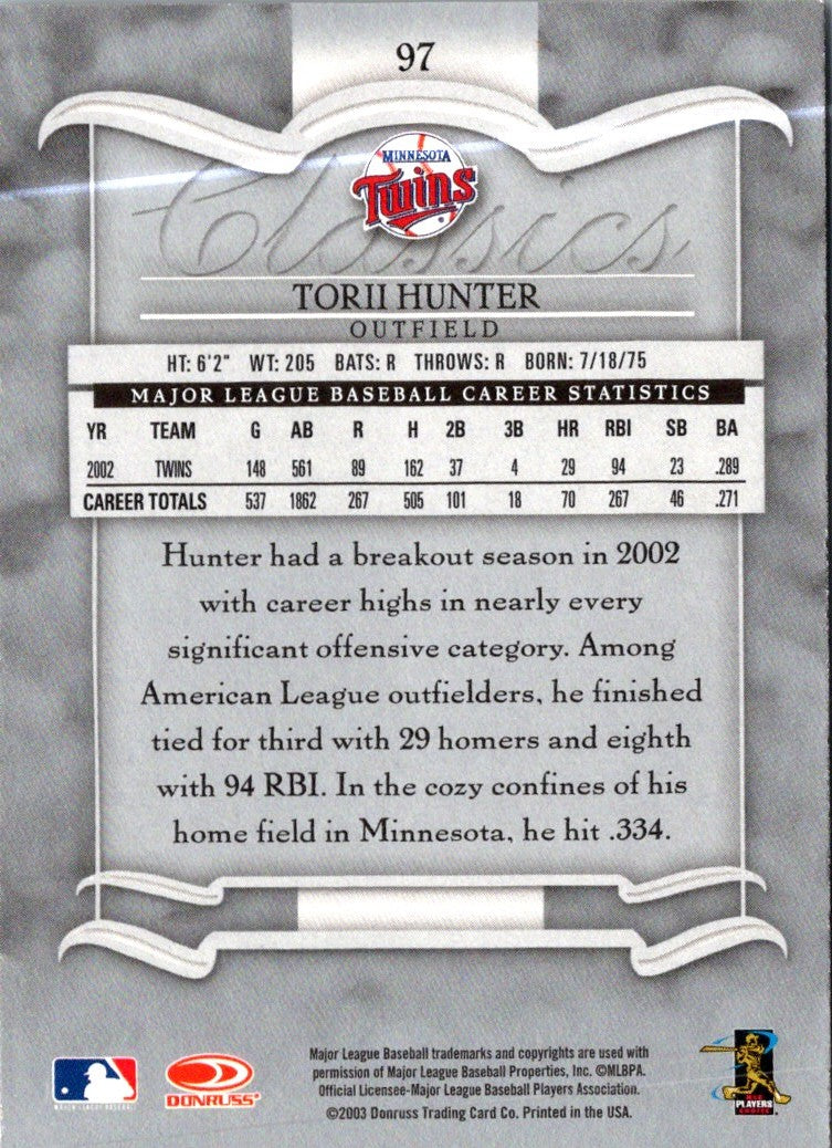 2003 Donruss Classics Torii Hunter