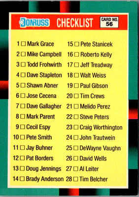 1988 Donruss The Rookies Checklist 1-56 #56