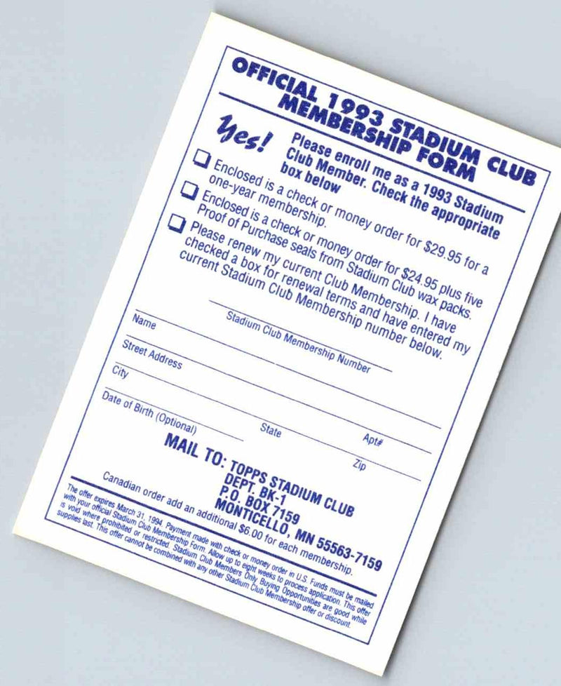 1990 Fleer Club Membership