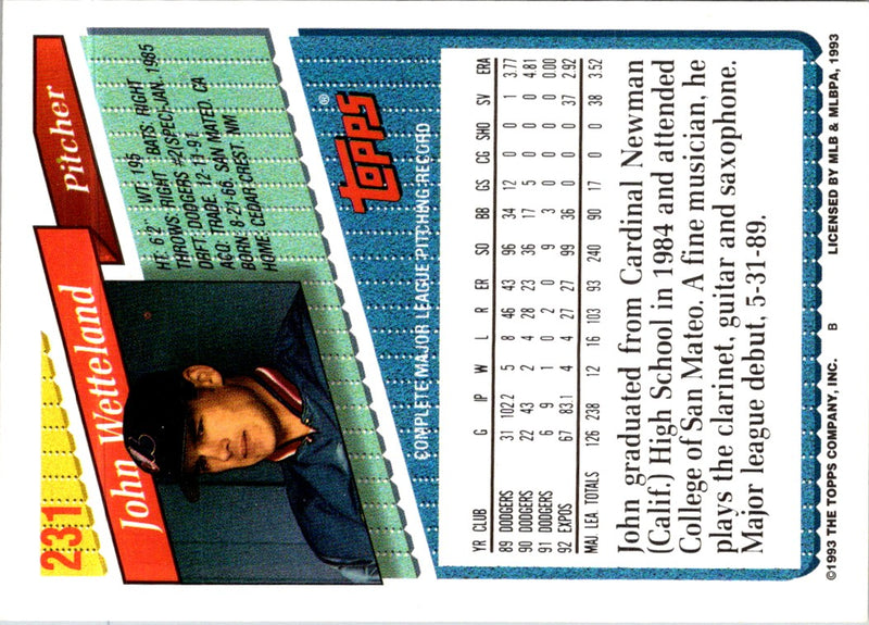 1993 Topps Inaugural Marlins John Wetteland