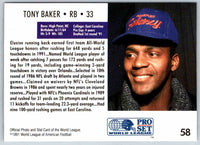 1991 Proset World League Tony Baker #58