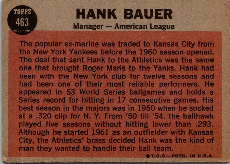 1962 Topps Hank Bauer