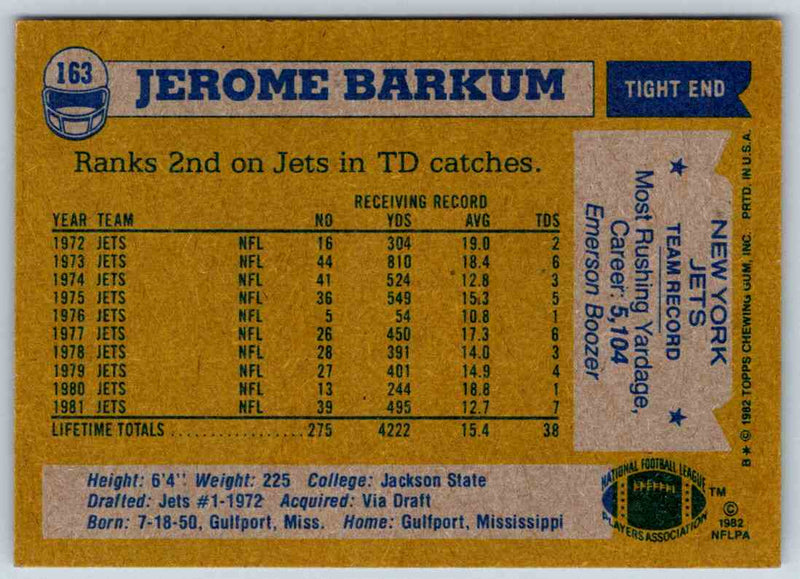 1982 Topps Jerome Barkum