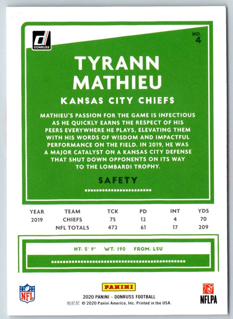 2020 Donruss Press Proofs Blue Tyrann Mathieu