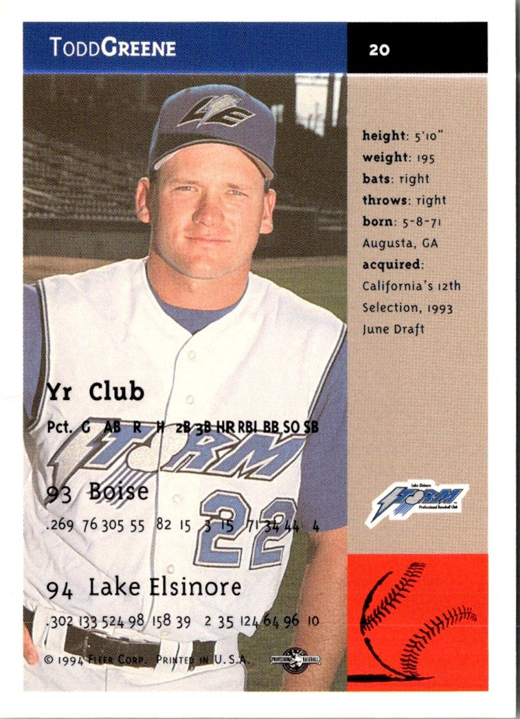 1994 Fleer Excel Todd Greene