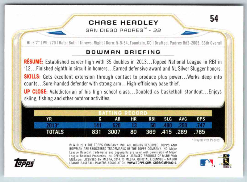 2014 Bowman Chase Headley