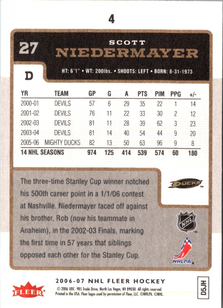 2006 Fleer Scott Niedermayer