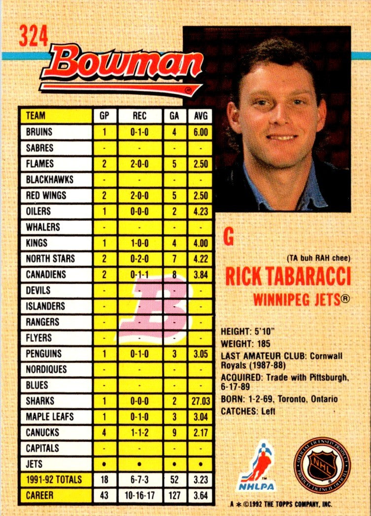 1992 Bowman Rick Tabaracci