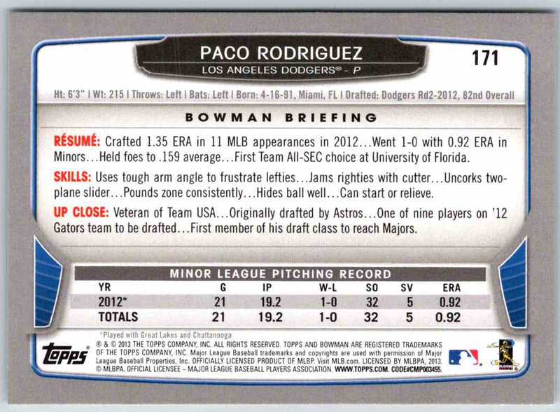 2013 Bowman Paco Rodriguez