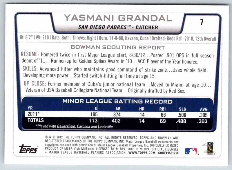 2012 Bowman Yasmani Grandal