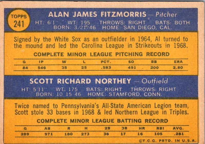 1970 Topps Royals 1970 Rookie Stars - Al Fitzmorris/Scott Northey