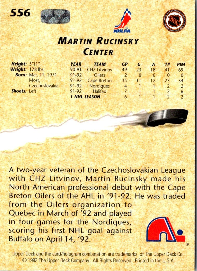 1992 Upper Deck Martin Rucinsky