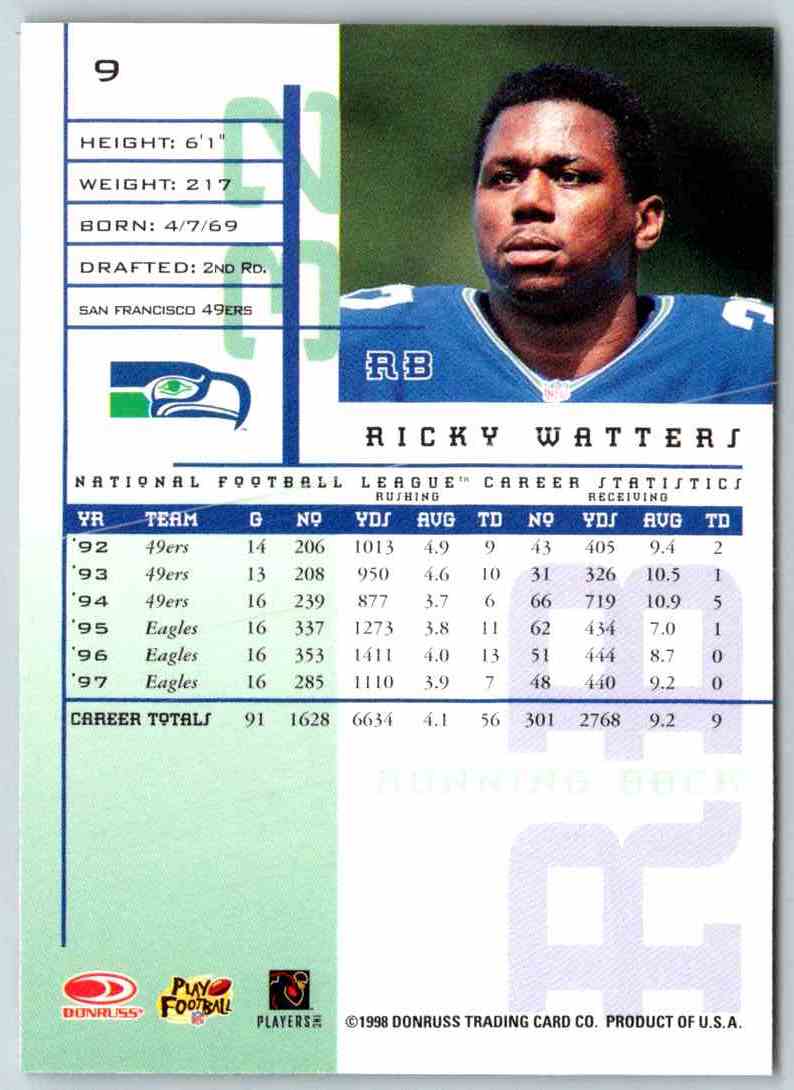 1998 Leaf Rookies And Stars Ricky Watters