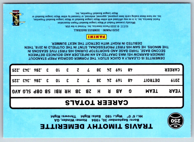 2020 Donruss Holo Orange Travis Demeritte