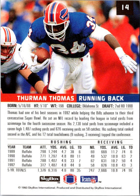 1993 Skybox Bill Brooks/Kenneth Davis/Jim Ritcher/Thomas Smith/Thurman Thomas/Jeff Wright ( #3