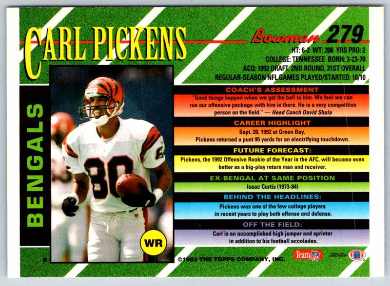 1993 Bowman Football Carl Pickens